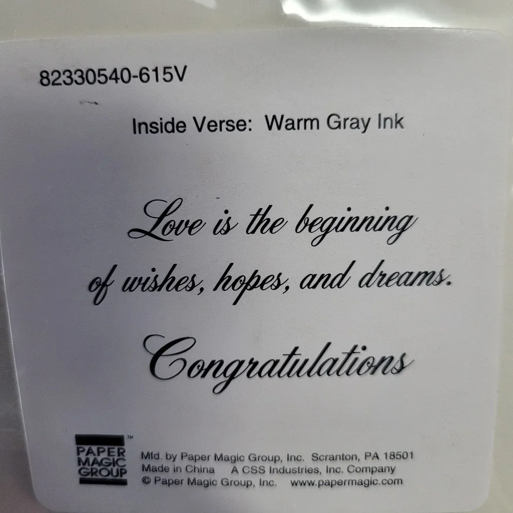 Paper Magic Group Wedding Greeting Card Cream Bells Ribbon Rhinestones 6X6‎